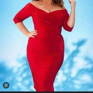 Pinup Couture Vibrant Red Long Sleeve Dress